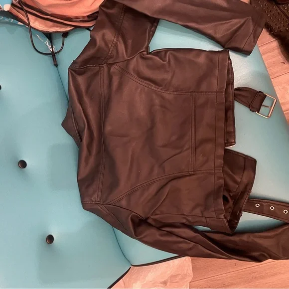 COPY - Women's Black Leather Jacket - Picture 3 of 4